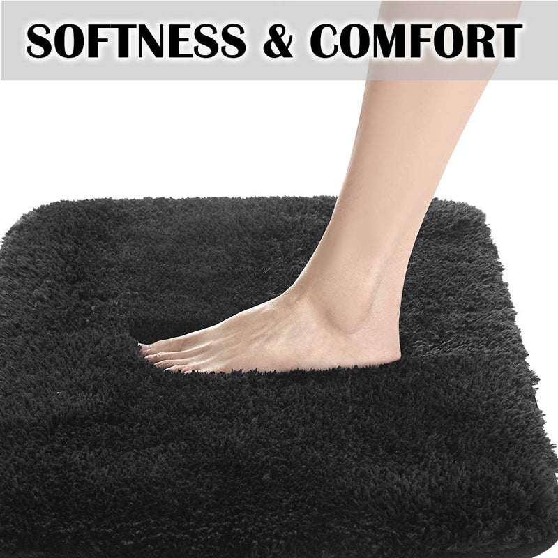 SuchTale Large Extra Soft Absorbent Shaggy Bath Mat (24 x 40, Black) Machine Washable Microfiber Non Slip Luxury Floor Mats Rubber Back - Image 4